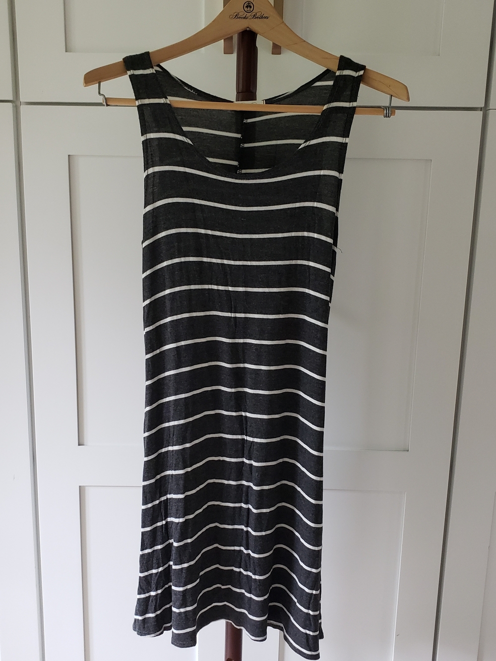 Sleeveless Black & White Striped Tank Dress Womens Medium‎ Nautical Made in USA